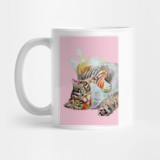 Tabby Cat Watercolor Painting on Baby Pink Mug